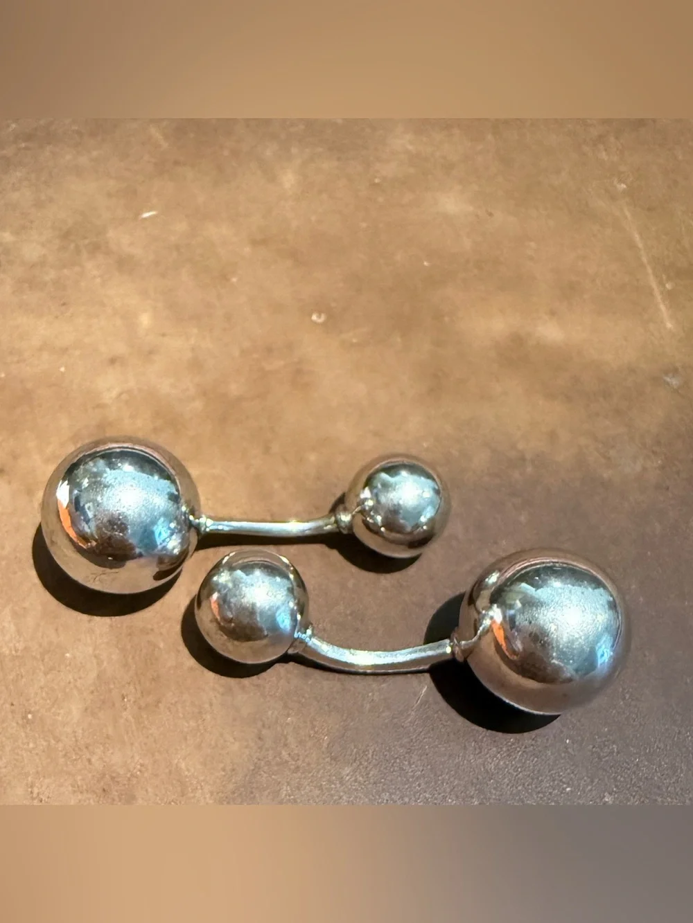 Italian Sterling Silver Barbell Cufflinks